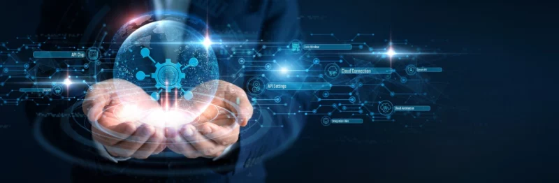 Illustration d’un logiciel métier sur mesure connecté à plusieurs services numériques