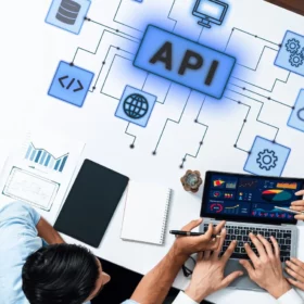 Illustration d’un connecteur API reliant plusieurs applications et services numériques