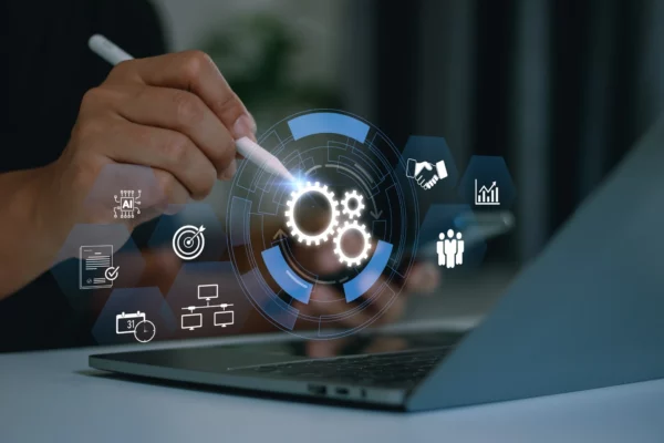 Illustration d’un workflow d’automatisation reliant plusieurs outils et processus numériques